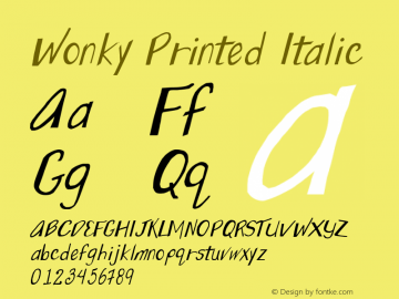 Wonky Printed Italic Version 1.000图片样张