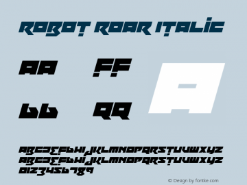 Robot Roar Italic Version 1.00;December 16, 2022;FontCreator 12.0.0.2567 64-bit图片样张