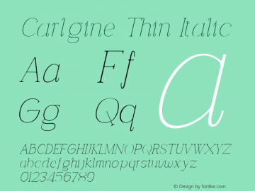 Carlgine Thin Italic Version 1.000图片样张