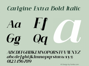 Carlgine Extra Bold Italic Version 1.000图片样张