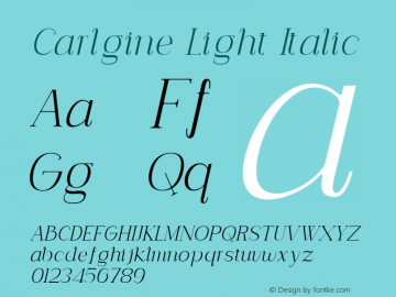 Carlgine Light Italic Version 1.000图片样张
