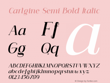 Carlgine Semi Bold Italic Version 1.000图片样张