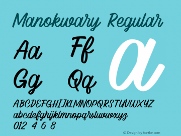 Manokwary Version 1.00;November 27, 2020;FontCreator 12.0.0.2525 64-bit图片样张