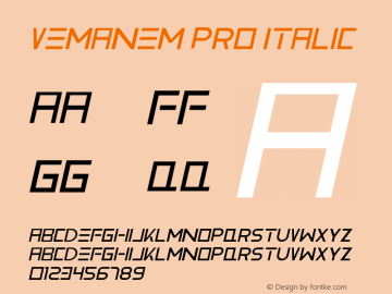 Vemanem Pro Italic Version 1.000;December 29, 2022;FontCreator 14.0.0.2899 64-bit图片样张