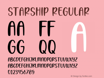 Starship Version 1.00;December 17, 2022;FontCreator 11.5.0.2430 64-bit图片样张