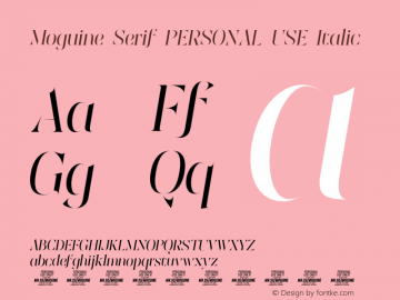 Moguine Serif PERSONAL USE Italic Version 1.000;Glyphs 3.1.1 (3138)图片样张
