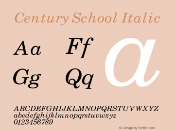 Century School Italic 001.000 Font Sample
