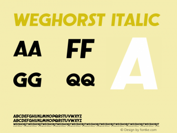 Weghorst Italic Version 1.002;Fontself Maker 3.5.8图片样张