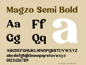 Magzo Semi Bold Version 1.00;June 20, 2020;FontCreator 13.0.0.2656 64-bit图片样张