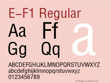 E-F1 Regular 1995;1.00 Font Sample