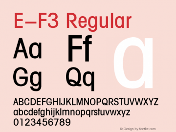 E-F3 Regular 1995;1.00 Font Sample