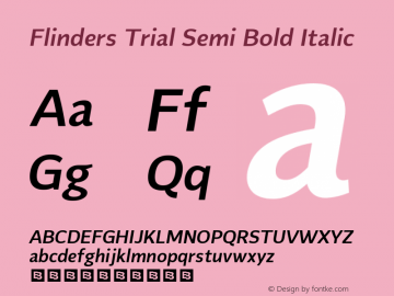 Flinders Trial Semi Bold Italic Version 1.000图片样张