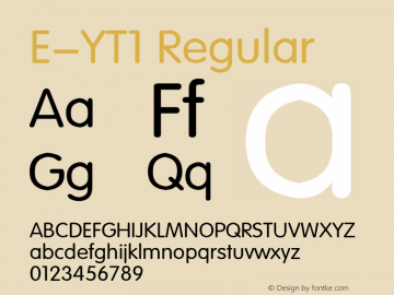 E-YT1 Regular 1995;1.00 Font Sample