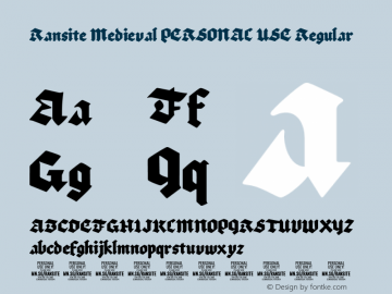 Ransite Medieval PERSONAL USE Regular Version 1.000;Glyphs 3.2 (3176)图片样张