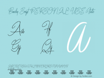 Bundey Script PERSONAL USE Italic Version 1.001;Glyphs 3.2 (3180)图片样张