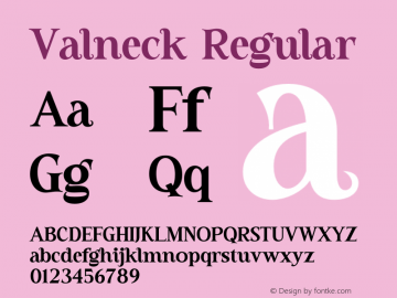 Valneck Version 1.00;March 16, 2023;FontCreator 13.0.0.2683 32-bit图片样张
