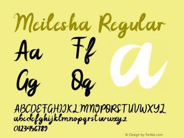 Meilesha Version 1.00;March 31, 2023;FontCreator 13.0.0.2683 64-bit图片样张