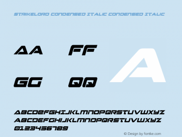 Strikelord Condensed Italic Version 3.3; 2023图片样张