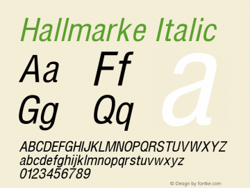 Hallmarke Italic Altsys Fontographer 3.5  11/17/92图片样张