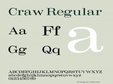 Craw Regular Altsys Fontographer 3.5  11/6/92图片样张