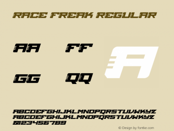 Race Freak Version 1.00;December 26, 2022;FontCreator 12.0.0.2539 64-bit图片样张