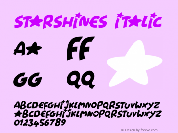 Starshines Italic Version 1.00;May 29, 2023;FontCreator 12.0.0.2567 64-bit图片样张