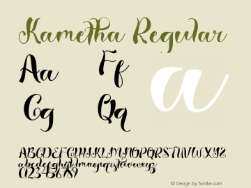 Kametha Version 1.00;May 30, 2023;FontCreator 13.0.0.2683 64-bit图片样张