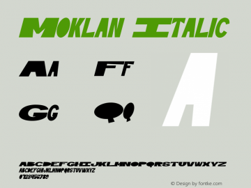 Moklan Italic Version 1.00;May 31, 2023;FontCreator 12.0.0.2525 64-bit图片样张