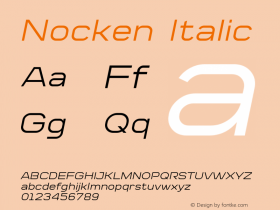 Nocken Italic Version 1.001;Fontself Maker 3.5.8图片样张