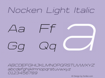 Nocken Light Italic Version 1.001;Fontself Maker 3.5.8图片样张