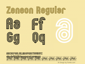 Zeneon Version 1.000;June 6, 2023;FontCreator 14.0.0.2901 32-bit图片样张