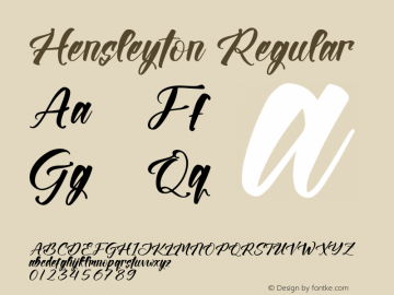 Hensleyton Version 1.00;June 8, 2023;FontCreator 13.0.0.2683 32-bit图片样张