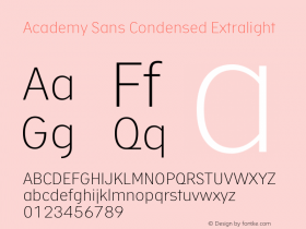 Academy Sans Cnd Extralight Version 1.001图片样张