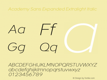 Academy Sans Exp Extralight Italic Version 1.001图片样张