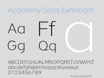 Academy Sans Extralight Version 2.001图片样张