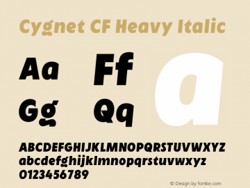 Cygnet CF Heavy Italic Version 1.000;Glyphs 3.1.2 (3151)图片样张