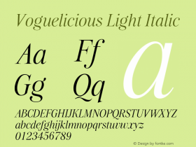Voguelicious Light Italic Version 7.504; 2005; Build 1001图片样张