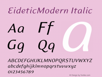 EideticModern Italic 001.000 Font Sample