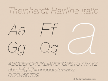 Theinhardt Hairline Italic Version 4.003; build 0007图片样张