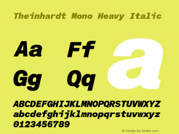 Theinhardt Mono Heavy Italic Version 1.002; build 0002图片样张