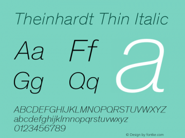 Theinhardt Thin Italic Version 4.003; build 0007图片样张