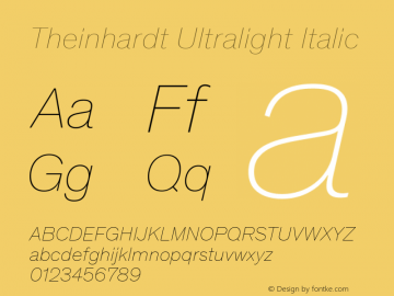 Theinhardt Ultralight Italic Version 4.003; build 0008图片样张