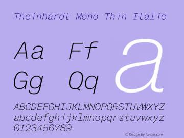 TheinhardtMono-ThinItalic Version 1.002; build 0002图片样张