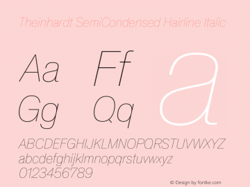 TheinhardtSemiCondensed-HairlineItalic Version 1.002; build 0002图片样张