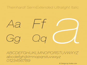 TheinhardtSemiExtended-UltralightItalic Version 1.002; build 0003图片样张