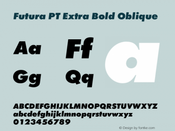 Futura PT Extra Bold Oblique Version 1.006图片样张