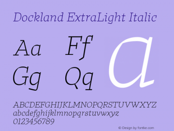 Dockland ExtraLight Italic Version 1.000图片样张