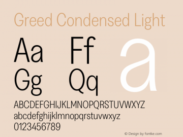 Greed-CondensedLight Version 5.000;Glyphs 3.2 (3194)图片样张