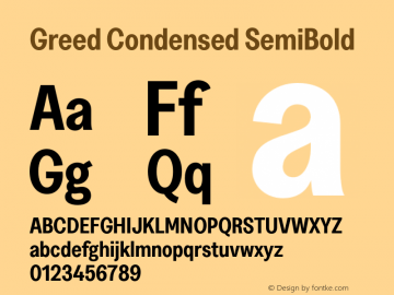 Greed-CondensedSemiBold Version 5.000;Glyphs 3.2 (3194)图片样张