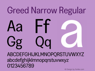 Greed-NarrowRegular Version 5.000;Glyphs 3.2 (3194)图片样张